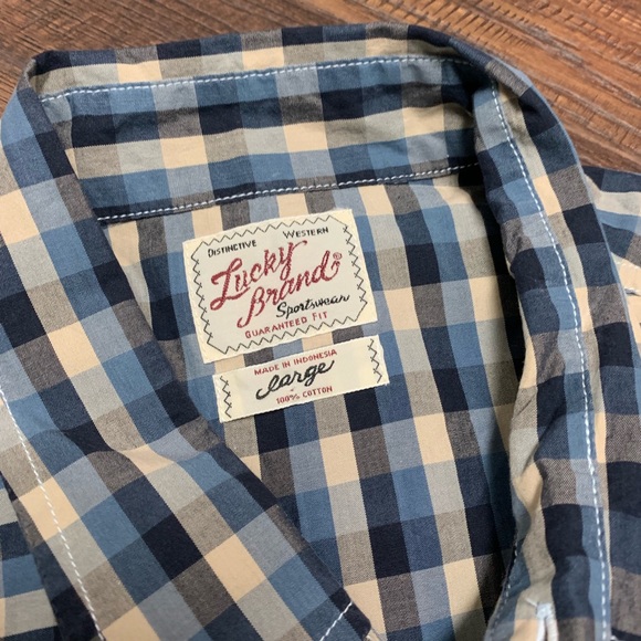 Lucky Brand Plaid Western Short Sleeve Button Up - Picture 3 of 7